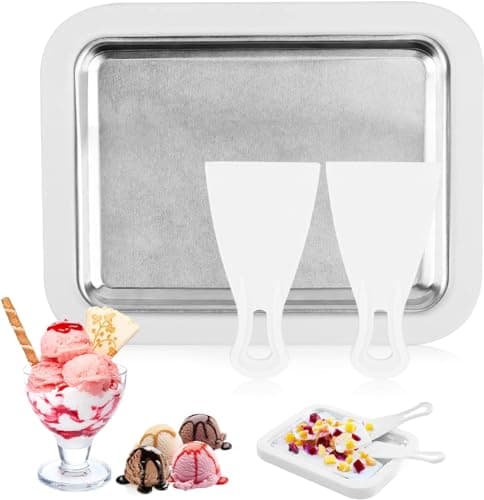 Image of MplehDa Ice Cream Roller Maker Pan, Instant Ice Cream Roll Maker with 2 Spatulas, Ice Rolls Plate for Rolling Ice Cream Machine for Homemade Rolled Cream Frozen Yogurt Gelato Sorbet
