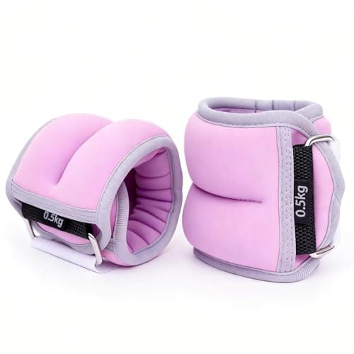 Image of 2PCS Wrist and Ankle Weights Sandbags, Ankle Weights Set Leg Weights for Men Women, Hand Arm Wrist Weights with Adjustable Strap for Walking, Jogging, Gymnastics, Aerobics(Light purple, 0.5kgx2)