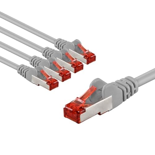 Image of goobay 65990 CAT6 Network Cable Set of 5/Patch Cable Shielded S/FTP/CU Ethernet Cable, PiMF, LSZH/Cat 6 Cable with 10 Gbits/Grey / 5x 1m
