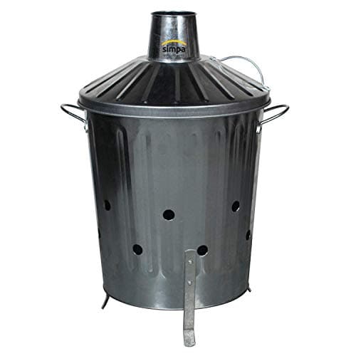 Image of CrazyGadget® Small Medium Large Extra Large Galvanised Metal Incinerator Fire Burning Bin with Special Locking Lid (40 Litre)