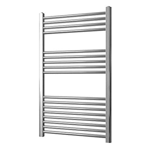 Image of Greened House Chrome Straight Heated Towel Rail 600mm wide x 1000mm high Flat Central Heating Towel Radiator
