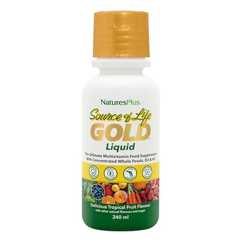 Image of NaturesPlus Source of Life Gold Liquid 236ml - High Potency Food- Based Multivitamin and Mineral with Superfoods - Energy, Immune, Bones, Hydration - Vegetarian, Gluten Free