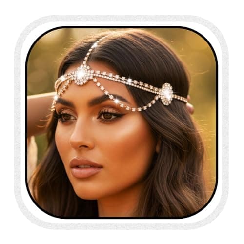 Image of Zoestar Rhinestone Head Chain Jewelry Gold Sparkly Crystal Headpiece Jewelry Bridal Hair Accessories for Women (Gold, One Size)