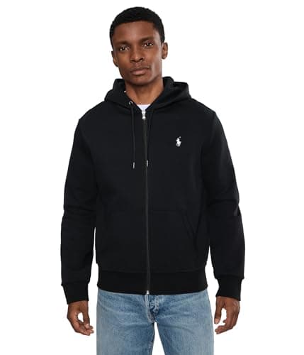 Image of POLO RALPH LAUREN Men's Double-Knit Full-Zip Hoodie (XXL) Black, Black, XXL