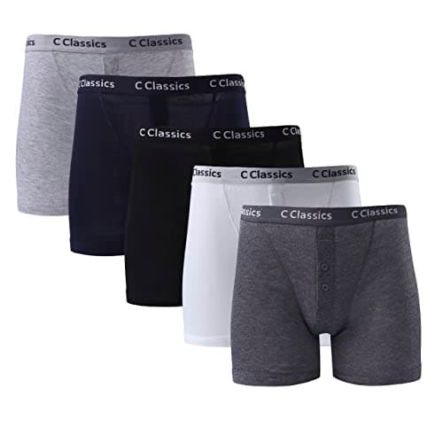 Image of SARIMON Men's Classic Boxers with Elastic Waistband Button- Fly Boxer Shorts in Stretch Fit Design Breathable Underwear for any Occasion Assorted Colours Trunks pack of 3 (XL)