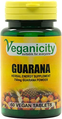 Image of Veganicity Guarana 750mg : Energy & Focus Supplement : 60 Tablets, in a Planet-Friendly 99% Recycled Pot