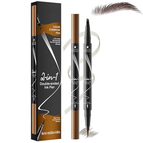 Image of Eyebrow Pencil Light Brown, Microblading Eyebrow Pen Waterproof And Long-Lasting, Brow Pencil With Micro-4 Fork Tip, Precise Microblade Eyebrow Pen Duel-Ended 2 In 1 Naturally