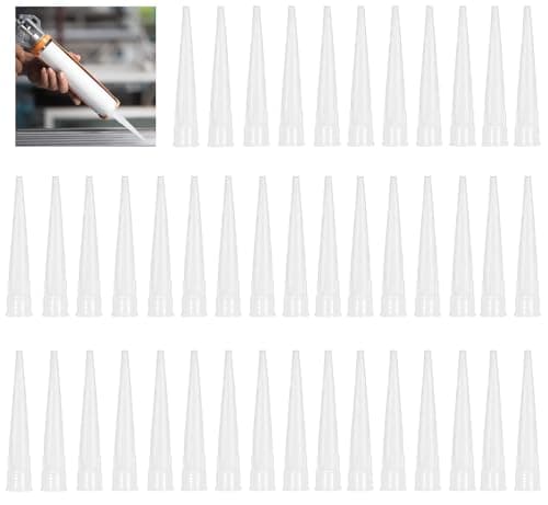 Image of Spare Sealant Nozzles, 40 Pcs Mastic Nozzles, Plastic Screw on Caulking Gun Replacement Nozzlee for Silicone Sealant Adhesive (White)
