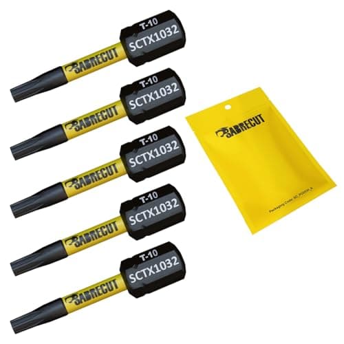 Image of 5 x SabreCut SCTX1032_5 32mm T10 TX10 Magnetic Impact Screwdriver Driver Bits Set Torx Heavy Duty