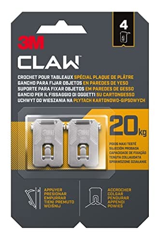 Image of 3M CLAW Drywall Picture Hanger 20 kg 3PH20-4WMR 4 Hangers