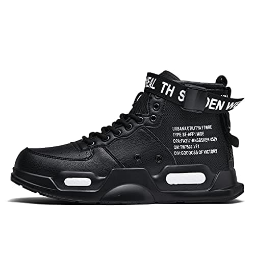 Image of Ahico Mens Fashion Sneakers High Top Walking Shoes Sport Athletic Casual Shoe Vogue Stylish Men, 031 Black High Top, 9 UK