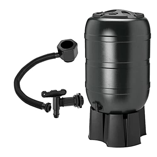 Image of 100L or 210L Outdoor Rainwater Slim Line Black Water Butt Complete With Tap Stand Filler Kit & Lid (210 Litre)