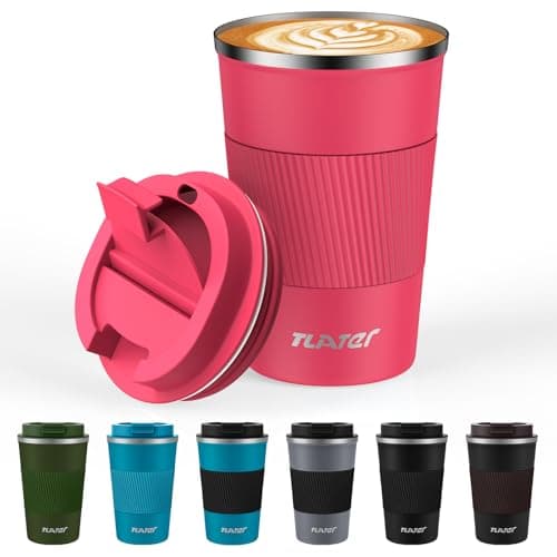 Image of Travel Mug, 380ml Insulated Coffee Cup Travel Mug with Leakproof Lids - Double Walled Vacuum Stainless Steel Travel Coffee Mug for Hot & Cold Drinks, Water and Tea
