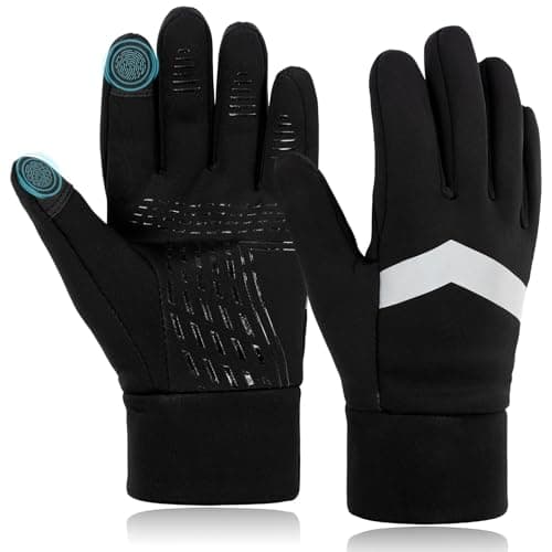 Image of Kids Gloves Winter Waterproof Thermal Sports Gloves Anti-slip Touchscreen Sensitive Field Gloves for Age 4-12 Years Children Boys Girls Football Ski Riding Cycling Running Hiking (Black, S)