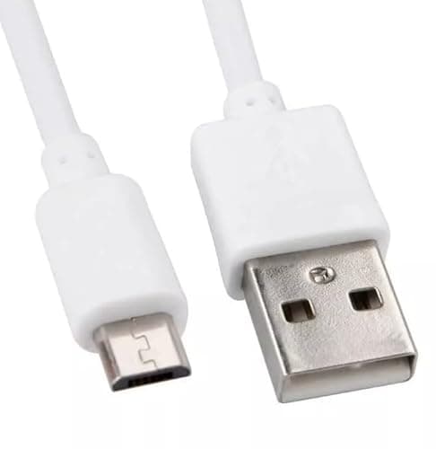Image of LockMingle 1 M White Micro USB Cable Cord - A to Micro B - Micro USB Charging Data Cable - USB 2.0 - USB A Male to USB Micro B Male