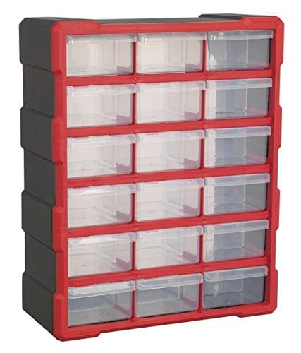 Image of Sealey Apdc18R Cabinet Box 18 Drawer - Red/Black
