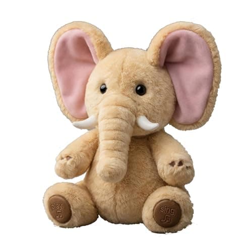 Image of Peek A Boo Elephant Talking Singing Elephant Plush, Singing Comfort Toy - Rechargeable Version, Interactive Teddy for Baby Tollders Kids Boys Girls Gift Adjust Sound (Beige)