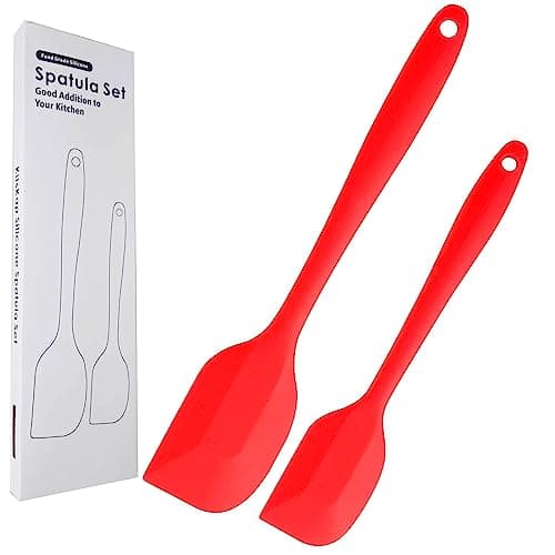Image of KitsKap Silicone Spatula Set 2 Pcs Heat Resistant Rubber Spatula for Non-Stick Cookware BPA Free (Red)
