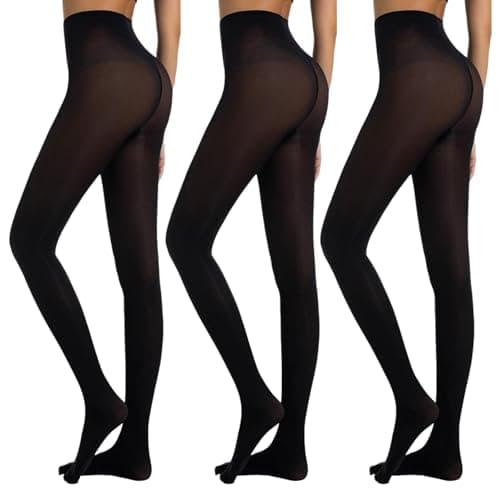 Image of ADUDVLO 3 Pairs 40 Denier Black Tights for Women, Semi Opaque Control Top Velvet Tights, Soft & Stretchy Fit for Everyday Wear (UK, Alpha, L, XL, Regular, Regular, 3, Black)