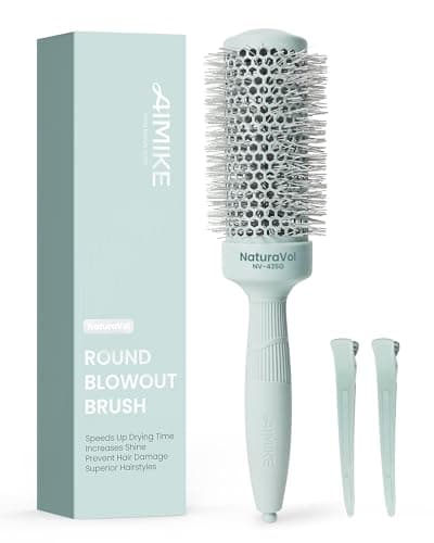 Image of AIMIKE Round Hair Brush, Round Brush w/Nano Thermal Ceramic & Ionic Tech, Blow Dry Hair Brush for Salon-like Styling at Home, Maximum Volume and Shine,No Pulling Barrel Brush (63mm,Barrel 43mm)