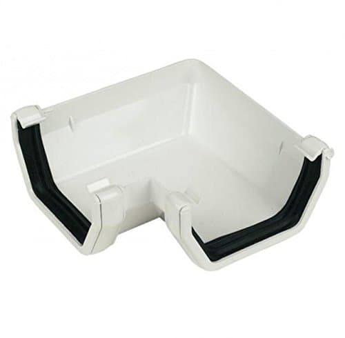 Image of FLOPLAST 114mm Square Gutter 90 Degree Angle - White - Pack of 2