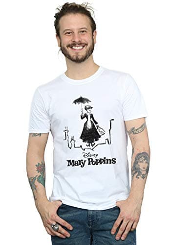 Image of Disney Men's Mary Poppins Rooftop Landing T-Shirt White XXX-Large