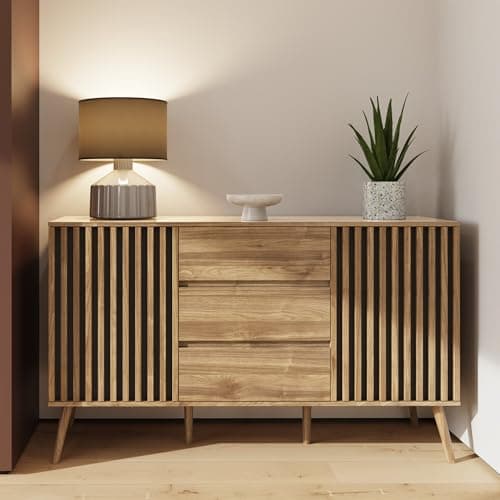 Image of GFW Rowan Large Sideboard Cabinet Display Shelf Storage Cupboard Living Room Hallway