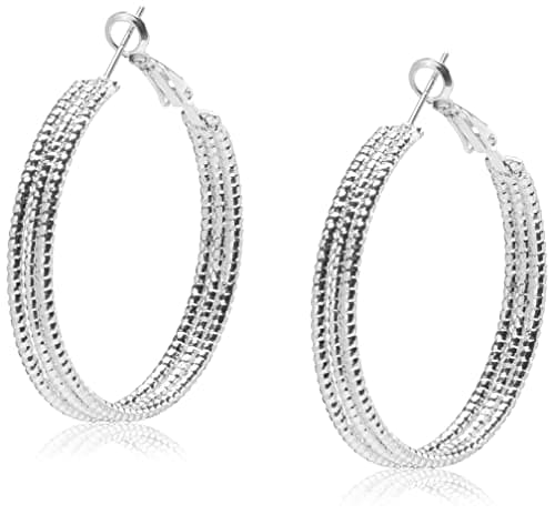 Image of GUESS Silver Hoop Earrings, One Size, Silver