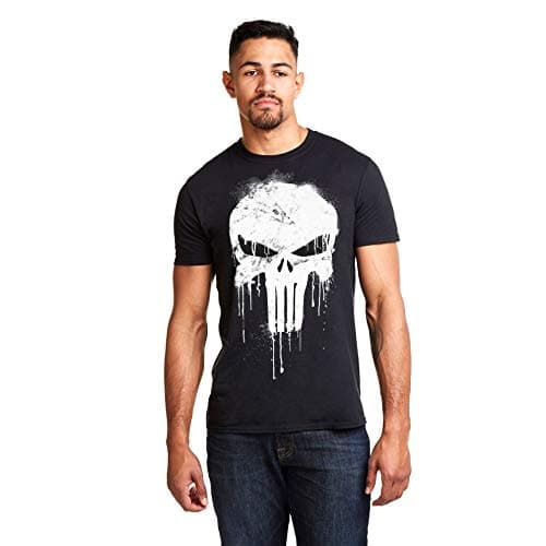 Image of Marvel Men's Avengers Punisher Skull T Shirt, Black (Black Blk), L UK