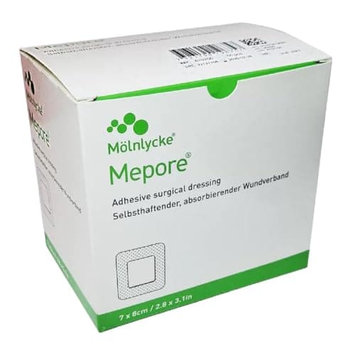 Image of Medical-Grade Mepore Self-Adhesive Dressing: 7cm x 8cm (Pack of 55)
