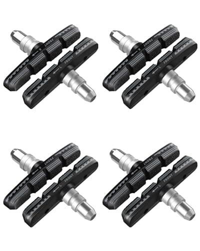 Image of AGPTEK 4 Pairs V Bike Brake Pads, 70mm V Brake Blocks, Universal Bicycle Brake Blocks Set with Hex Nuts and Spacers for Road Bikes Mountain Bikes (Black)