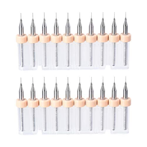 Image of sourcing map PCB Drill Bits 0.2mm Tungsten Carbide Rotary Tool Jewelry CNC Engraving Print Circuit Board Micro Drill Bits 1/8 Inch Shank 2 Set (20 Pcs)