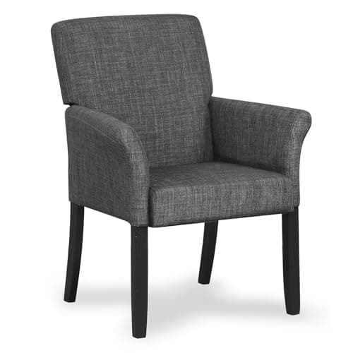Image of COSTWAY Linen Fabric/Velvet Accent Chair, Upholstered Lounge Armchair Single Sofa Chair, Solid Wood Legs Occasional Seat Comfy Reading Armchair for Living Room Bedroom Reception (Linen Fabric, Grey)