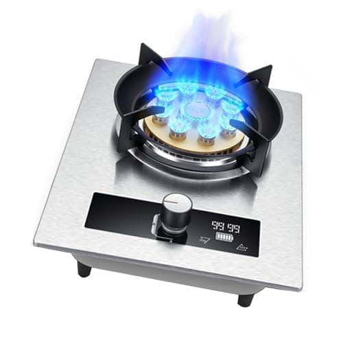 Image of ZHJLUT Gas Stove,Suitable for Home and Commercial Use,Timerable Burner,with Protection Lock and Flameout Protection,NG/LPG Heat Load 5.2KW/17742.4BTU (Color : LPG)