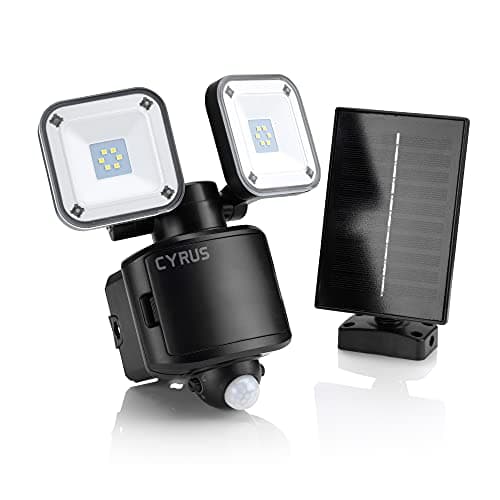 Image of Auraglow Twin LED Outdoor Security Flood Light Hybrid Power Solar & Backup Battery PIR Motion Sensor - Cyrus