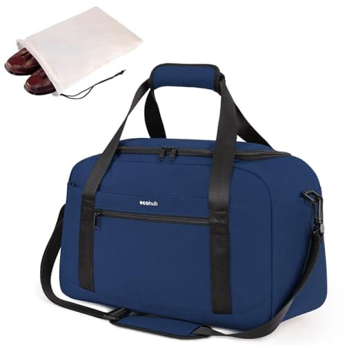 Image of ECOHUB Cabin Bag 40x20x25 for Ryanair Under Seat Flight Bag Recycled PET Eco Friendly Travel Holdall Hand Luggage, Carry On Duffel Bag for Women Men, Patented (Blue)