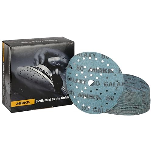 Image of Mirka Galaxy Multifit Sandpaper 6 inch (150mm) - Grit 80, 50 Discs/Pack - Premium Abrasive for Epoxy Resin, Wood, Metal - Non-Clogging, Self-Sharpening Technology - Ideal for Power Sanders