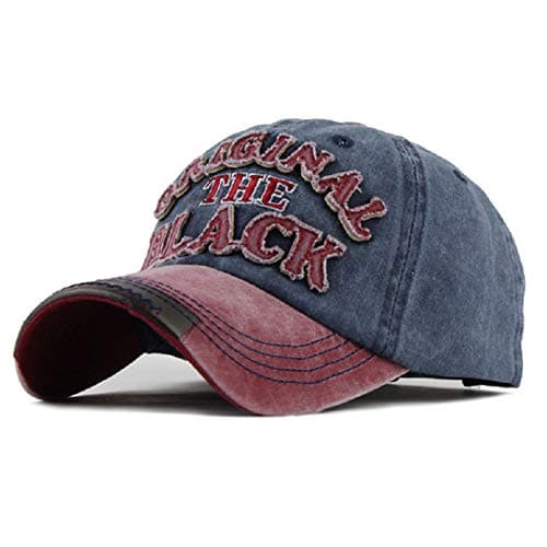Image of CheChury Distressed Vintage Baseball Cap Unisex Snapback Outdoor Sports Hat Cotton Cap Casual Embroidered Trucker Hat with Leather Navy