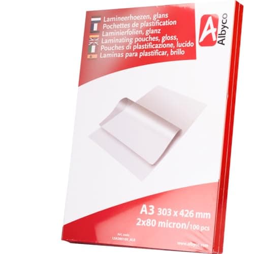 Image of Albyco A3 Glossy Laminating Pouches - 160 Micron (2x80 microns) - Pack of 100