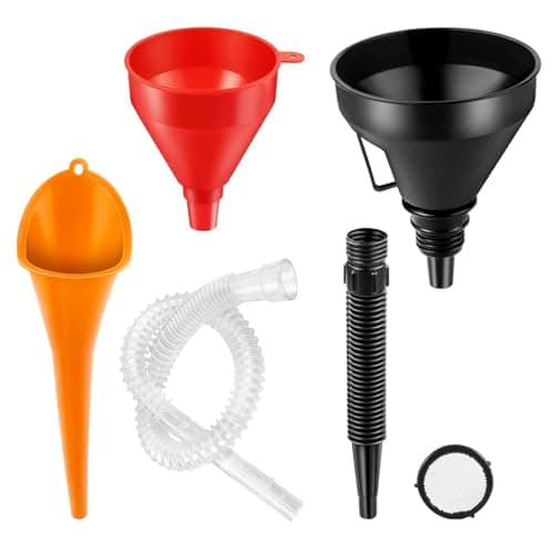 Image of 3 Pcs Funnel for Car Set, Plastic Oil Funnel with Retractable Conduit Long Mouth Wide Funnels with Filter for Auto Oil Gasoline