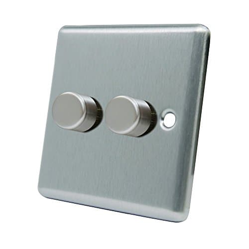 Image of AET CSC2GDIM40 10 A 400 W 2-Gang 2-Way Satin Finish Chrome Classical Double Light Dimmer Switch