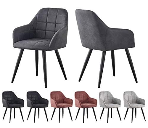 Image of mcc direct 2x Faux Matte Suede Leather Dining Chairs Accent Chairs home & restaurants Adrian (Grey)