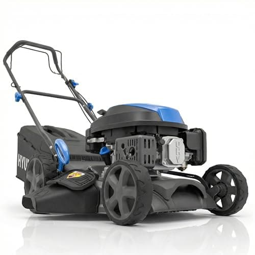 Image of Hyundai 17" / 43cm Self-Propelled Petrol Lawnmower, 139cc 4-Stroke Engine, 4-in-1 Mulching, Rear & Side Discharge, 40L Grass Bag, Steel Deck