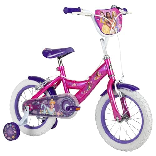 Image of Huffy Disney Princess 14" Kid’s Bike, aged 4-6 years, Dual Calliper Brakes, Removable Stabilisers, Adjustable Seat, Pink