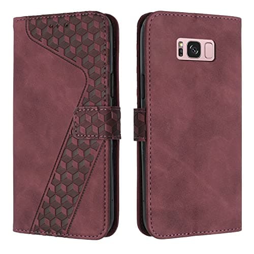 Image of OKZone Compatible With Samsung Galaxy S8 Case, Wallet Case PU Premium Leather with Card holder Slots Magnetic Shockproof Protect Flip Cover Bookstyle Phone Cases Cover for Samsung S8 (Red)