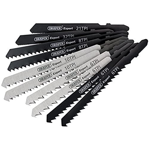 Image of Draper 81736 Expert 10 Piece Assorted Jigsaw Blade Set, 230 V, Black and Silver