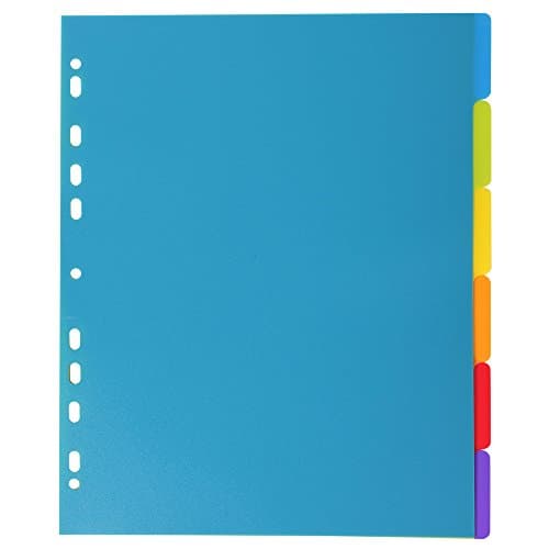 Image of Exacompta - Ref 3806E - Campus PP Dividers - Suitable for A4+ Documents, 6 Tabbed Parts, 0.3mm Rigid Polypropylene, Pre-Punched for Folders - Multi-coloured
