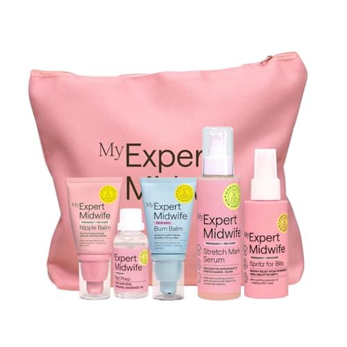 Image of My Expert Midwife Mum to Be Pregnancy and Postnatal Maternity Essentials for hospital bag with Fantastic Skin Elastic, Peri Prep Your Bits, Spritz for Bits, No Harm Nipple Balm & No Harm Bum Balm
