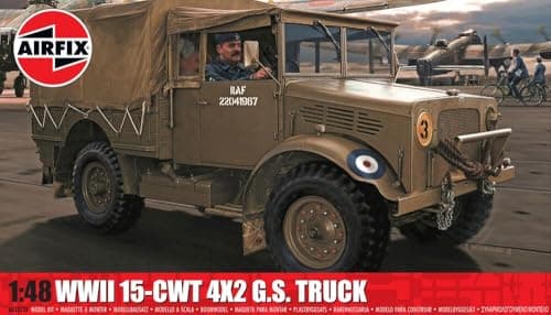 Image of AIRFIX - Model Set - A03313A WWII RAF 15-cwt 4 x 2 G.S. Truck Model Building Kit - Plastic Motor Vehicle Building Kit for Adults & Children 8+, Set Includes Sprues & Decals - 1:48 Scale