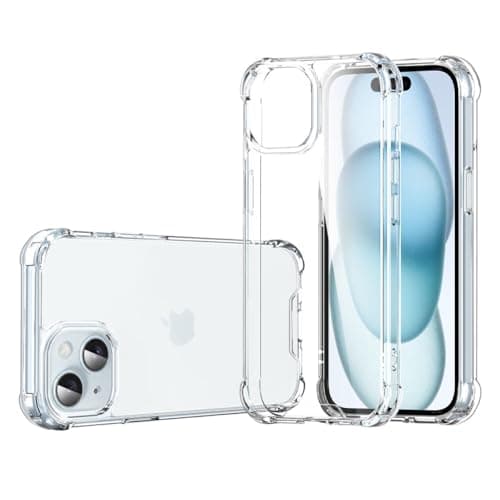 Image of DEREAFF Case for iPhone 15 Plus (6.7-Inch), Clear 15 Plus Case Hard PC Back & Soft TPU Shockproof Anti-Scratch Phone Bumper Cover for iPhone 15 Plus - Clear